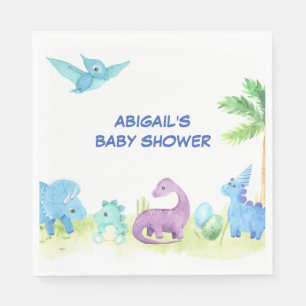 Servilleta De Papel Fiesta de Baby Shower de Dinosaurio Adorable Acuar