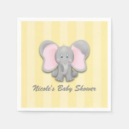 Servilleta De Papel Fiesta de Baby Shower de Elefante Pequeño Amarillo