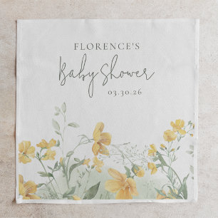 Servilleta De Papel Fiesta de Baby Shower de Flores Amarillas Elegante