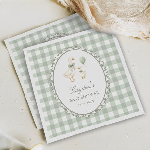 Servilleta De Papel Fiesta de Baby Shower de Ganso Tonto en Verde Salv