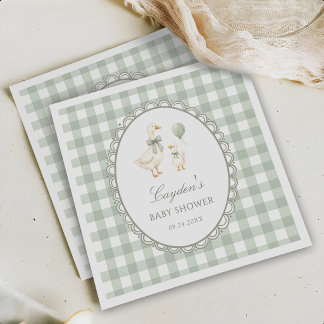 Servilleta De Papel Fiesta de Baby Shower de Ganso Tonto en Verde Salv