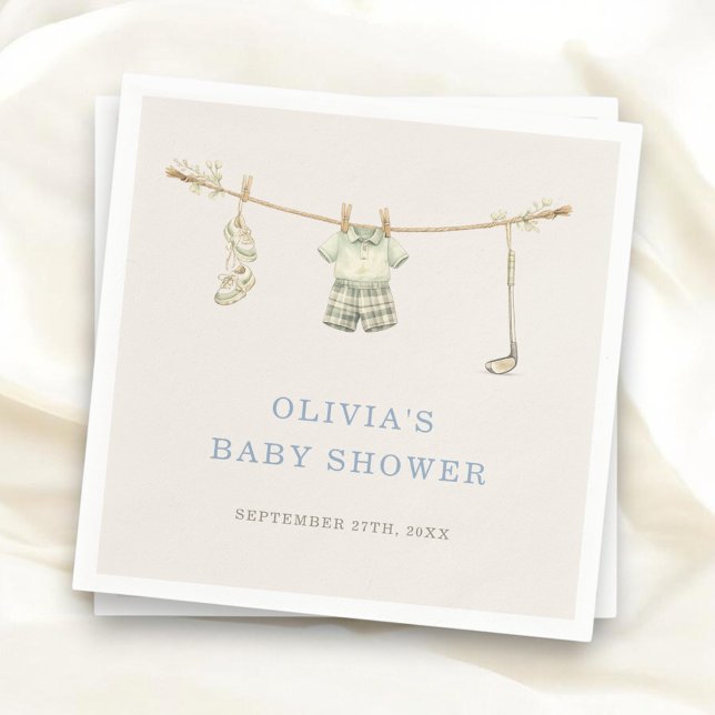 Servilleta De Papel Fiesta de Baby Shower de Golf Clothesline (Subido por el creador)