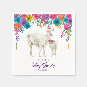 Servilleta De Papel Fiesta de Baby Shower de Llama Floral