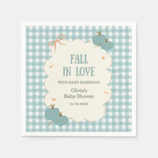 Servilleta De Papel Fiesta de Baby Shower de Otoño Azul a Cuadros enam
