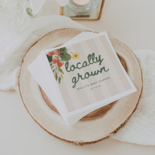 Servilleta De Papel Fiesta de Baby Shower de rayas con letra elegante 