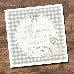 Servilleta De Papel Fiesta de Baby Shower del Ganso Tonto Verde Salvia
