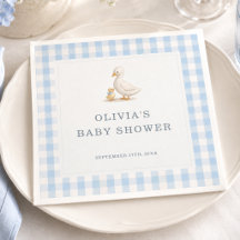 Fiesta de Baby Shower del Niño Azul Gingham Silly