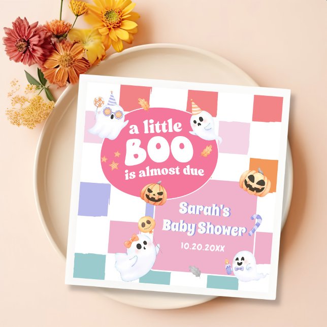 Servilleta De Papel Fiesta de Baby Shower Little Boo Halloween Groovy (Subido por el creador)