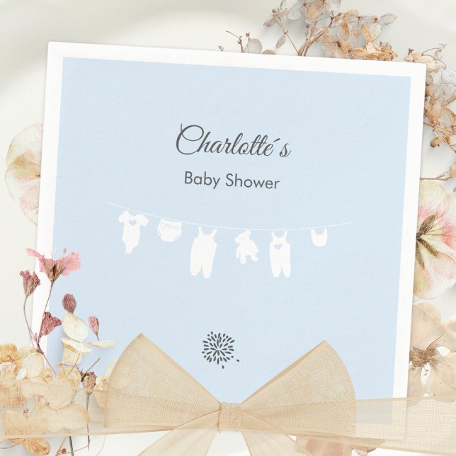Servilleta De Papel Fiesta de Baby Shower Minimalista de Niño Azul Cla (Light Blue Minimalist Baby Boy Shower Napkins ©Susanne Sachers - Sunny Mind Design 🌞)