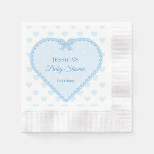 Servilleta De Papel Fiesta de Baby Shower Niño Corazones de Encaje Azu