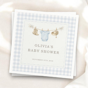 Servilleta De Papel Fiesta de Baby Shower Niño Vaquero Pequeño Cuadros
