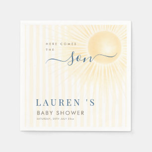 Servilleta De Papel Fiesta de Baby Shower Rayas Amarillas Sol de Veran