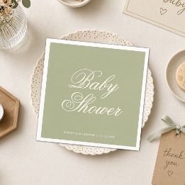 Servilleta De Papel Fiesta de Baby Shower Simple Verde Salvia