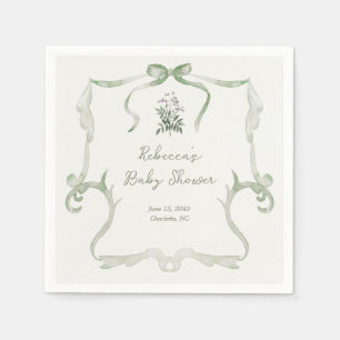 Servilleta De Papel Fiesta de Baby Shower Verde Neutral Preppy Grandmi
