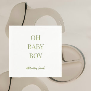 Servilleta De Papel Fiesta de Baby Shower Verde Personalizada para Niñ