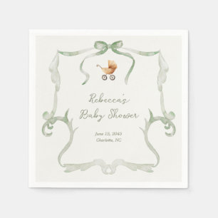 Servilleta De Papel Fiesta de Baby Shower Verde Salvia Preppy Grandmil