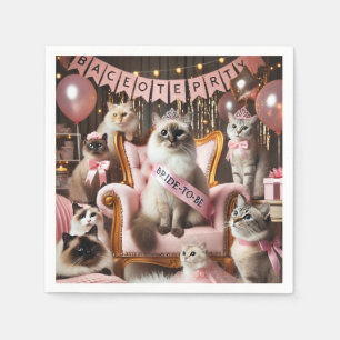 Servilleta De Papel Fiesta de Bachelorette del gato con tema rosa