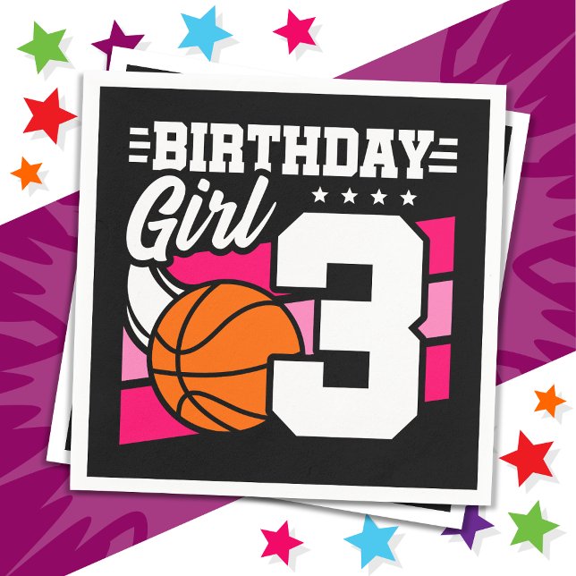Servilleta De Papel fiesta de baloncesto de 3 años Chica de cumpleaños (Subido por el creador)