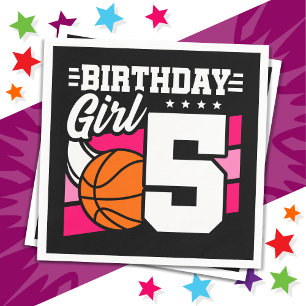 Servilleta De Papel fiesta de baloncesto de 5 años Chica de cumpleaños
