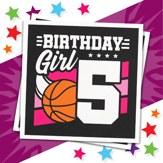 Servilleta De Papel fiesta de baloncesto de 5 años Chica de cumpleaños (Subido por el creador)