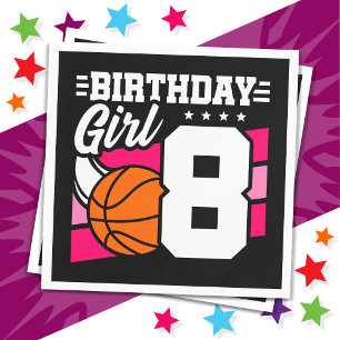 Servilleta De Papel fiesta de baloncesto de 8 años Chica de cumpleaños