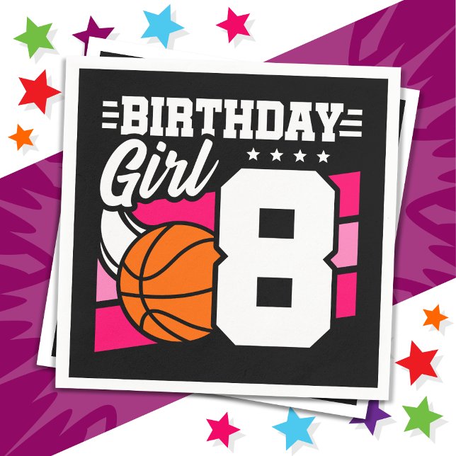 Servilleta De Papel fiesta de baloncesto de 8 años Chica de cumpleaños (Subido por el creador)