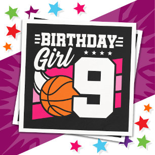 Servilleta De Papel fiesta de baloncesto de 9 años Chica de cumpleaños