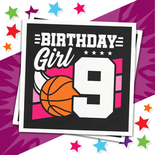 Servilleta De Papel fiesta de baloncesto de 9 años Chica de cumpleaños (Subido por el creador)