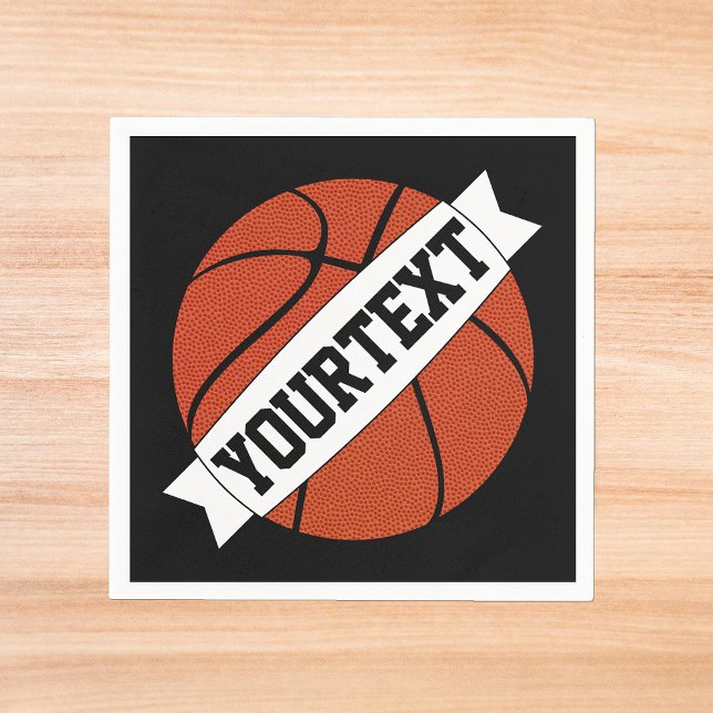 Servilleta De Papel Fiesta de baloncesto Personalizado nombre de equip (Basketball party napkins with custom team name or text.)