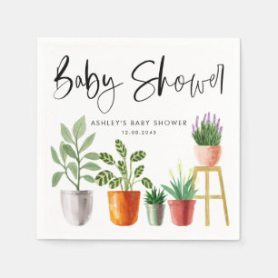 Servilleta De Papel Fiesta de Bebé con Casa de Plantas de Acuarela Boh