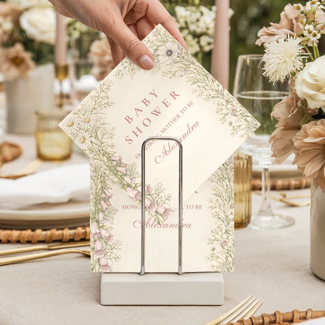 Servilleta De Papel Fiesta de Bebé con Marco Botánico de Flor Silvestr (Subido por el creador)