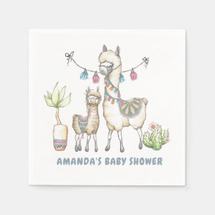 Servilleta De Papel Fiesta de bebé con tema de Llama en acuarela