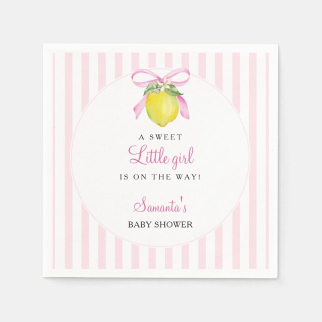 Servilleta De Papel Fiesta de Bebé Coquette Limón Rosa (Anverso)