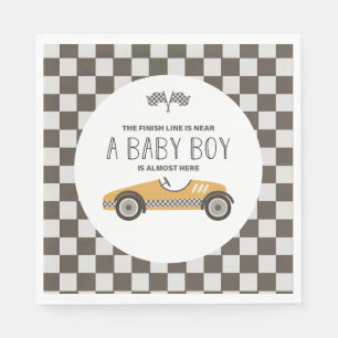 Servilleta De Papel Fiesta de Bebé de Coche de Carreras Amarillo Vinta