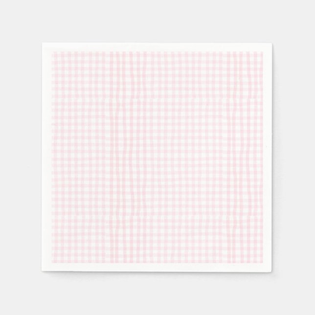 Servilleta De Papel Fiesta de Bebé de Cuadrillé Rosa (Anverso)