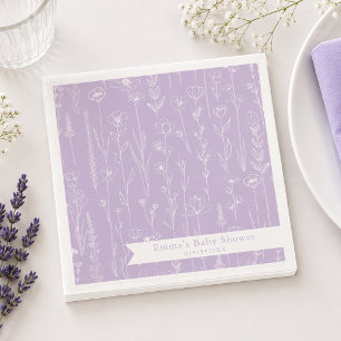 Servilleta De Papel Fiesta de Bebé de Flor Silvestre de Lavanda Patr