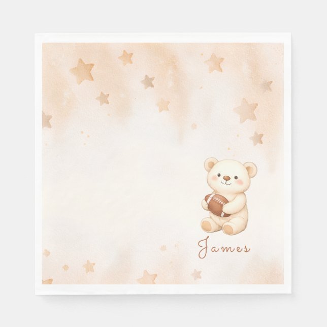 Servilleta De Papel Fiesta de Bebé de Fútbol de Osito de Peluche (Anverso)