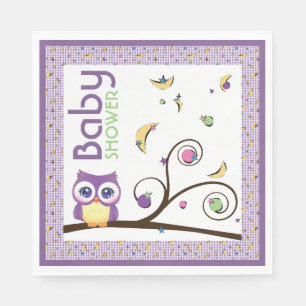 Servilleta De Papel Fiesta de bebé de género neutral búho púrpura Luna