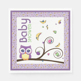 Servilleta De Papel Fiesta de bebé de género neutral búho púrpura Luna