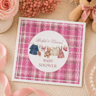 Servilleta De Papel Fiesta de Bebé de Lujo Rosa Preppy de Oso