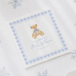 Servilleta De Papel Fiesta de Bebé de Oso de Peluche Vintage con Cuadr