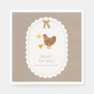 Servilleta De Papel Fiesta de Bebé de Pollito Cottagecore Marrón de Gi