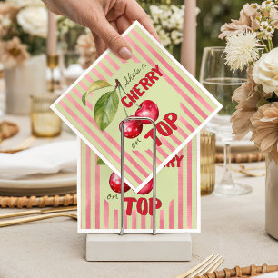 Servilleta De Papel Fiesta de Bebé del Jardín de Cereza a Rayas Vintag