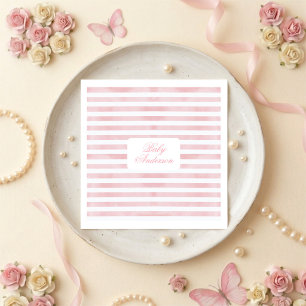 Servilleta De Papel Fiesta de bebé elegante con rayas rosadas