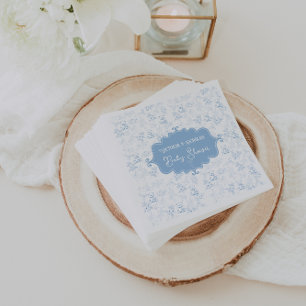 Servilleta De Papel Fiesta de Bebé Floral Blanco Azul Polvoriento Vint