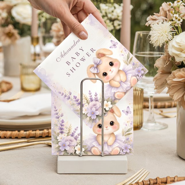 Servilleta De Papel Fiesta de Bebé Floral de Conejito Lavanda (Subido por el creador)