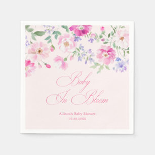 Servilleta De Papel Fiesta de bebé floral rosa pastel Baby In Bloom