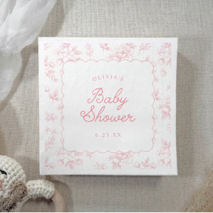 Servilleta De Papel Fiesta de Bebé Floral Vintage Rosa