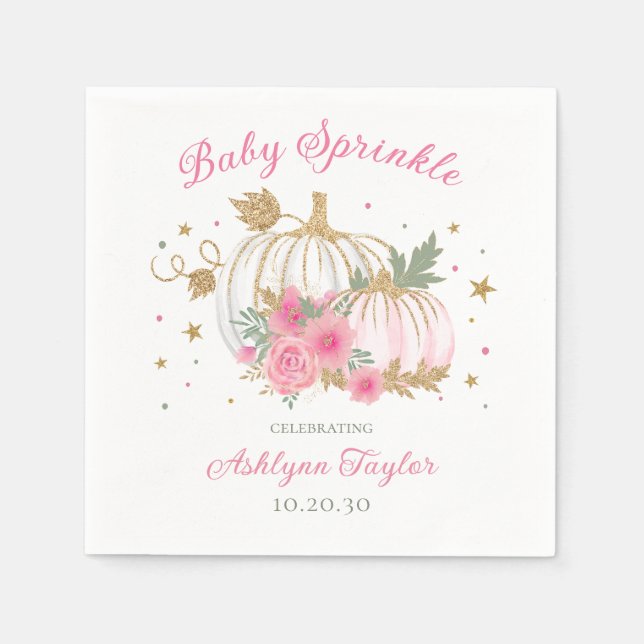 Servilleta De Papel Fiesta de Bebé Gemelas Calabacita (Anverso)