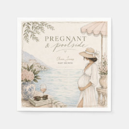 Servilleta De Papel Fiesta de bebé junto a la piscina y embarazada